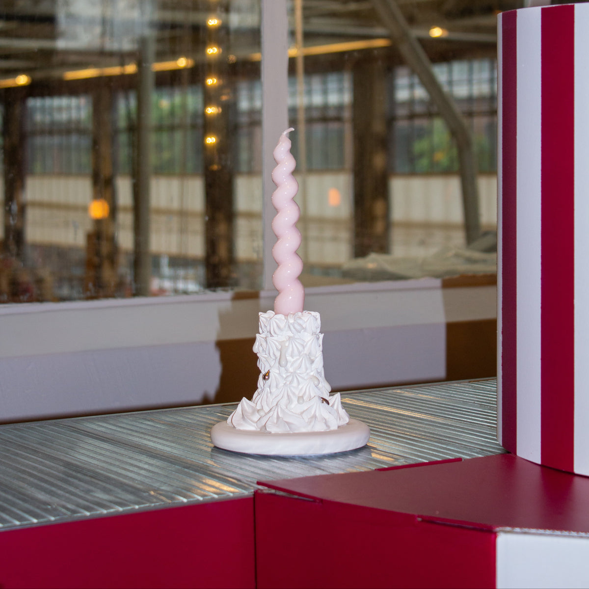 Whipped Porcelain Candle Holder | Platinum