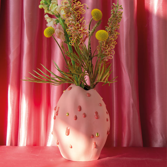 Cotton Cloud vase pink - drip 24K gold
